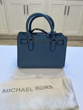 Michael Kors Dusty Blue Saffiano Leather Satchel